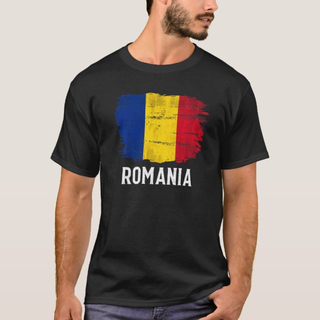 Camiseta Vintage Romênia Flag Para Romeno (Frente)