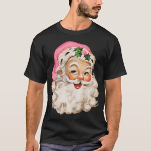 Camiseta Vintage Rosa Papai Noel Cor-de-Rosa Rosa Natal Ros