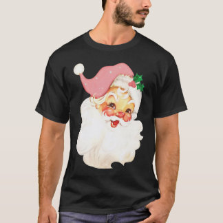 Camiseta Vintage Rosa Papai Noel Cor-de-Rosa Rosa Natal Ros