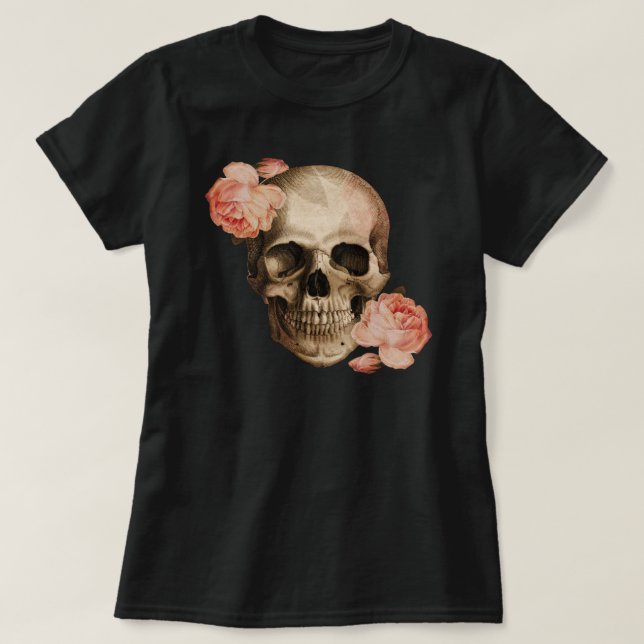 Camiseta Vintage Rosa Skull Collage (Frente do Design)