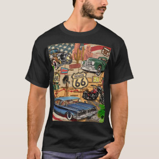 Camiseta Vintage Route 66, poster nostálgico.