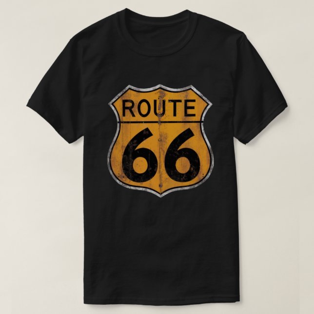 Camiseta Vintage Route 66 Road Sign (Frente do Design)