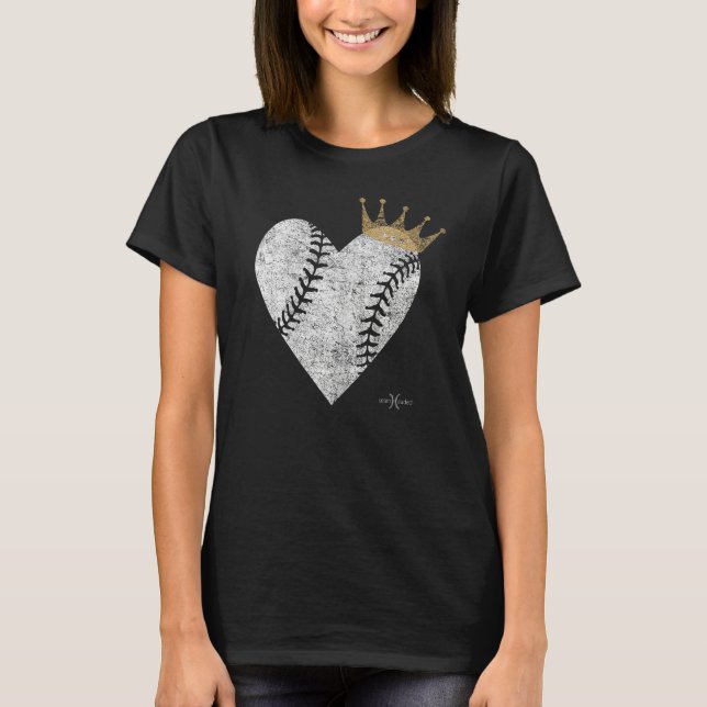 Camiseta Vintage Royal Baseball Heart With Crown (Frente)