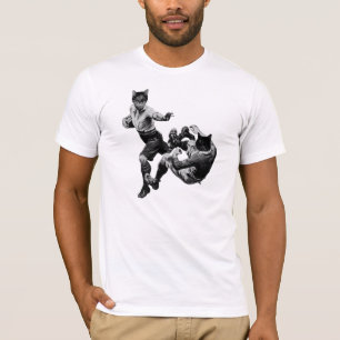 Camiseta vintage rúgbi engraçado jogando gatos