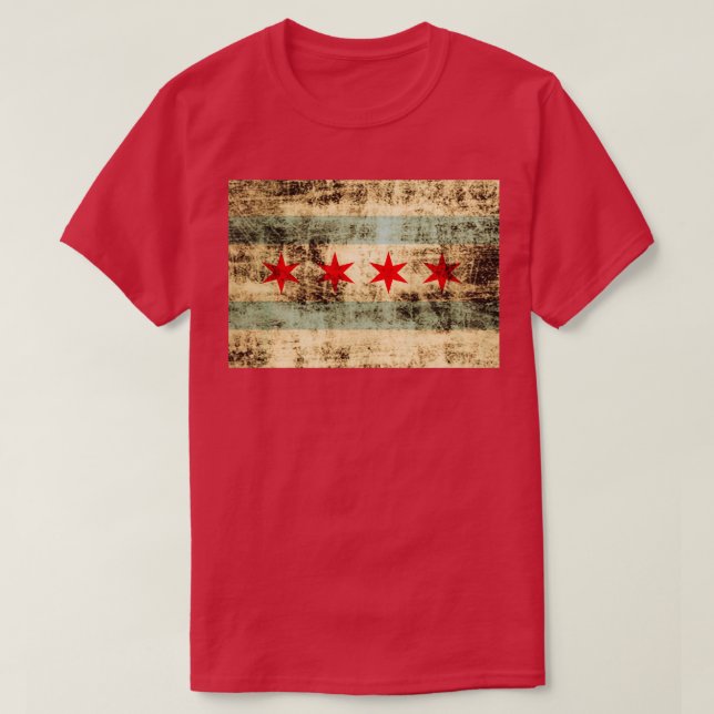 Camiseta Vintage Rustic Chicago Flag (Frente do Design)