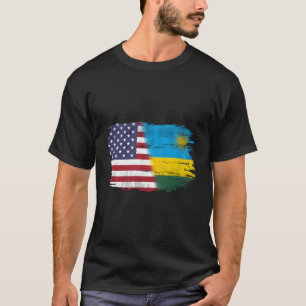 Camiseta Vintage Rwanda E American Com Bandeira Para Ruanda