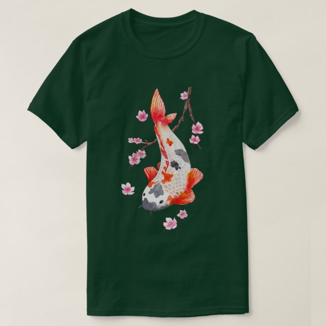 Camiseta Vintage Sakura Cherry Blossom com kois (Frente do Design)
