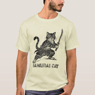Camiseta Vintage Samurai Cat – Momento de Desembai