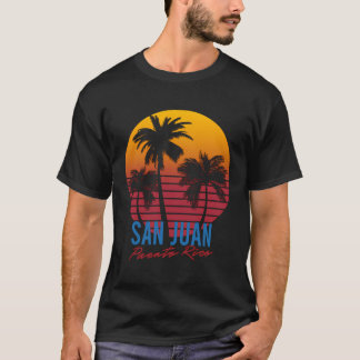 Camiseta Vintage San Juan Puerto Rico Palm Trees Sunset Ret