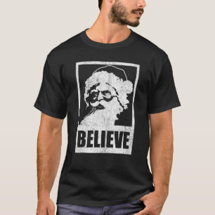 Camiseta Vintage Santa Claus BELIEVE Retrô Natal em julho