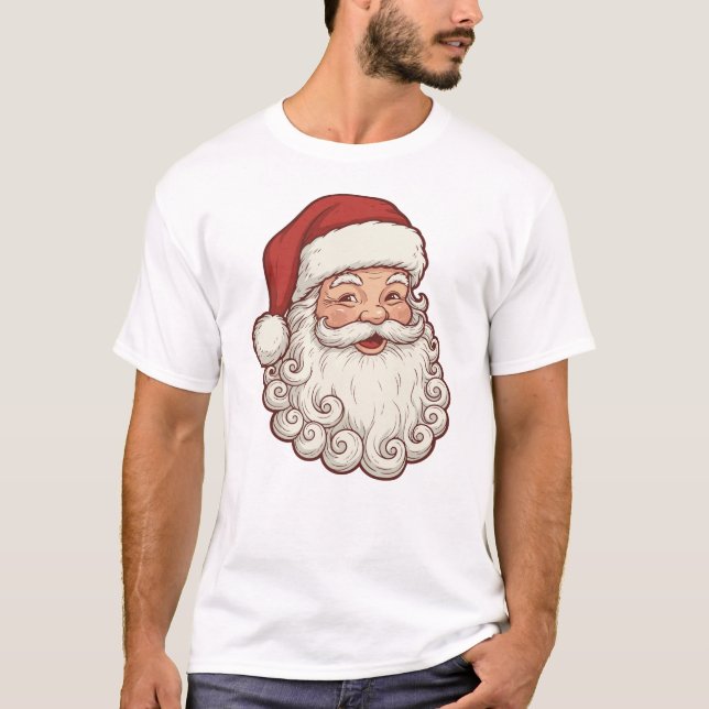Camiseta Vintage Santa Claus Face – Classic Christmas tee (Frente)