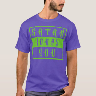 Camiseta Vintage Satã Te Ama Ofensiva Dizendo Neon Gree