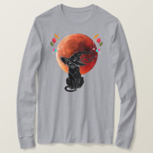 Camiseta Vintage Scary Halloween 2025, Gato Preto de Lua Co