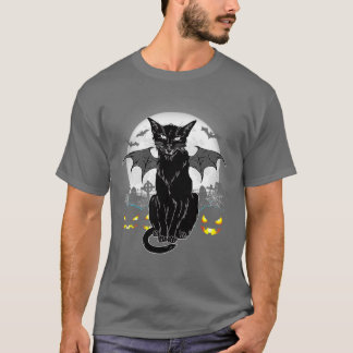Camiseta Vintage Scary Halloween Black Cat Costume Bruxa Br