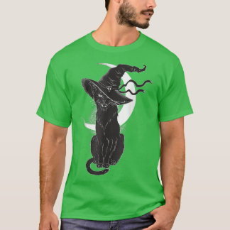 Camiseta Vintage Scary Halloween Black Cat Costume Bruxa Br
