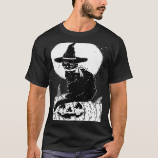 Camiseta Vintage Scary Halloween Black Cat Costume Witch Ha