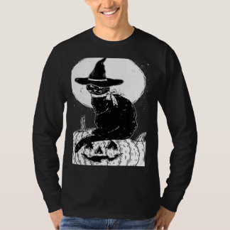 Camiseta Vintage Scary Halloween Black Cat Costume Witch Ha