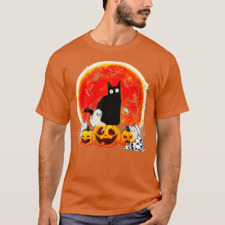 Camiseta Vintage Scary Halloween Costume Black Cat Witch Ha