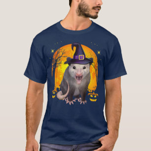 Camiseta Vintage Scary Halloween Opossum Costume Witch Hat 
