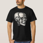 Camiseta Vintage Science Anatomia Humana, Crânio Antiquado<br><div class="desc">Ilustração de safra da saúde humana e desenho de anatomia que apresenta um fechamento do crânio mostrando as diferentes partes do crânio,  tomadas oculares,  dentes e coluna vertebral. design excelente para geeks de ciência e biologia.</div>