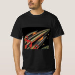 Camiseta Vintage Science Fiction Roket Ship by Space Stars<br><div class="desc">Ilustração de safra futurista e imagem de ficção científica de planetas. Um clássico design de ficção científica em quadrinhos retrô,  do futuro,  com um viagem e um foguete de transporte viajando pelo espaço através das estrelas e da lua no caminho de volta à Terra.</div>