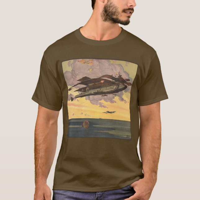Camiseta Vintage Science Fiction Seaplane Airplane (Frente)