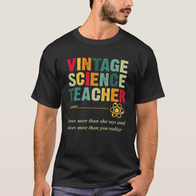Camiseta Vintage Science Teacher Definition Funny Graphic T (Frente)