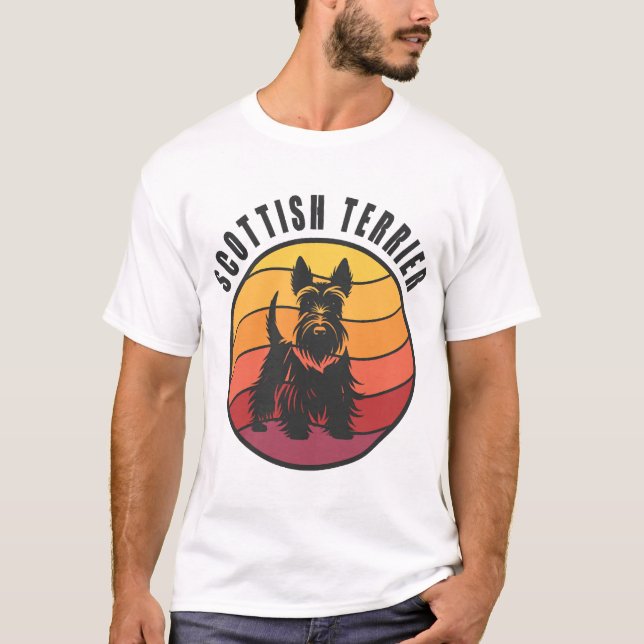 Camiseta Vintage Scottish Terrier Sunse (Frente)