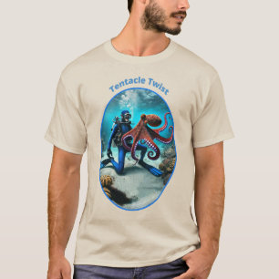 Camiseta Vintage SCUBA Diver Dancing with a Big Octopus URM