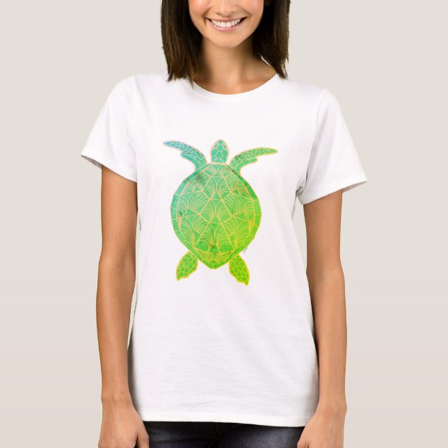 Camiseta Vintage Sea Turtle Design Verde (Frente)