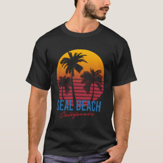 Camiseta Vintage Seal Beach California Palm Trees Sunset Ca