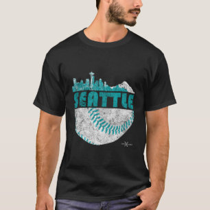 Camiseta Vintage Seattle Baseball Skyline