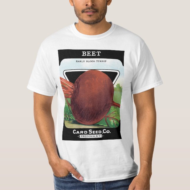 Camiseta Vintage Seed Packet Label Art, Beet Vegetables (Frente)