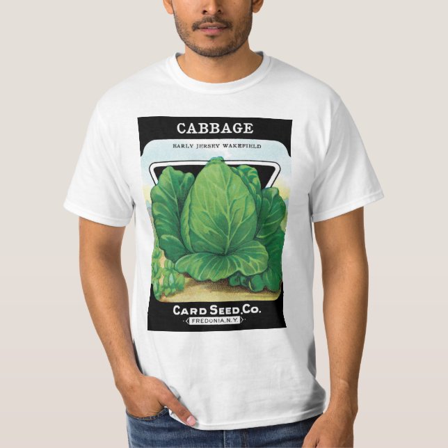 Camiseta Vintage Seed Packet Label Art, Lixo Verde (Frente)