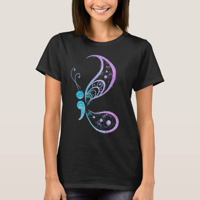Camiseta Vintage Semicolon Butterfly SemiColon Tattoo Ment (Frente)