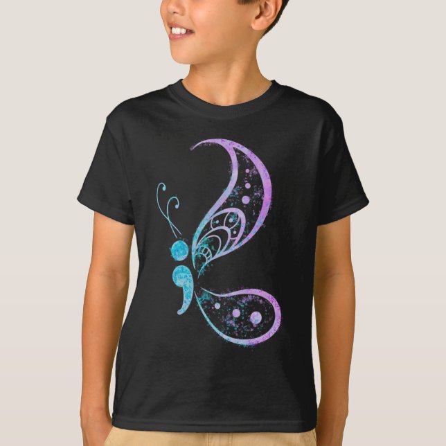 Camiseta Vintage Semicolon Butterfly SemiColon Tattoo Ment (Frente)