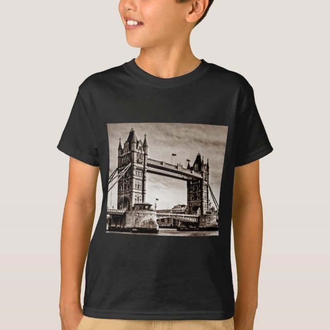 Camiseta Vintage Sepia London Tower Bridge (Frente)