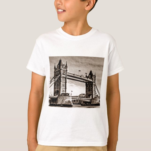 Camiseta Vintage Sepia London Tower Bridge (Frente)