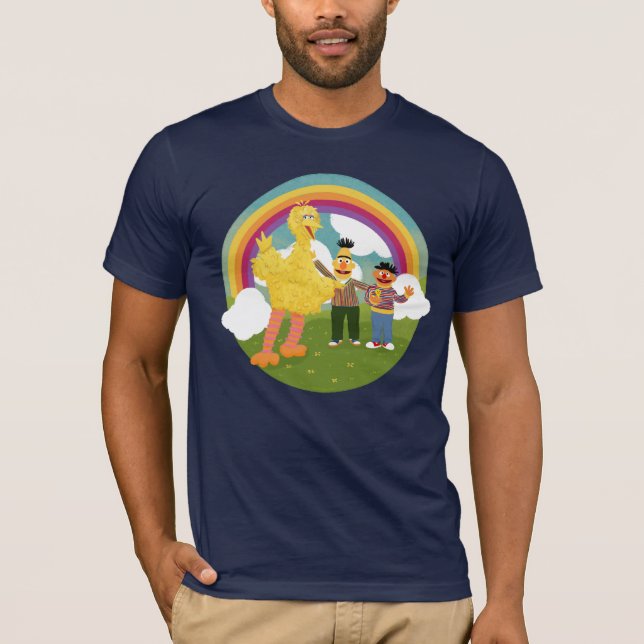 Camiseta Vintage Sesame Street Amigos Rainbow (Frente)