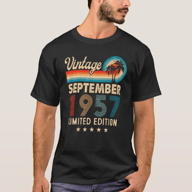 Camiseta Vintage setembro 1957 65th Birthday (Frente)