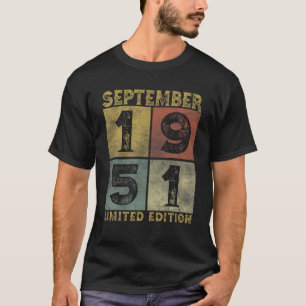 Camiseta Vintage, Setembro De 1951, Nascer De 70 Anos Em 19
