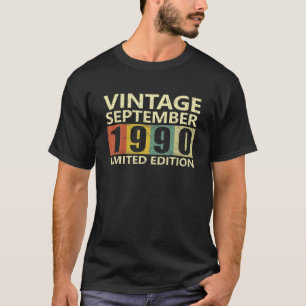 Camiseta Vintage setembro de 1990 Limited Edition Gift 30 B