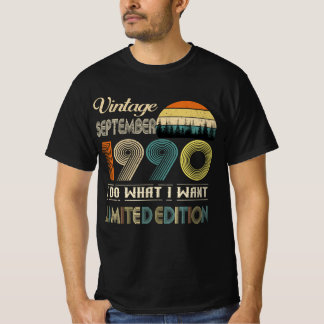 Camiseta Vintage setembro de 1990 T-Shirt - Estilo Retro Na