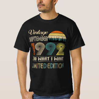 Camiseta Vintage setembro de 1992 T-Shirt - Estilo Retro Na