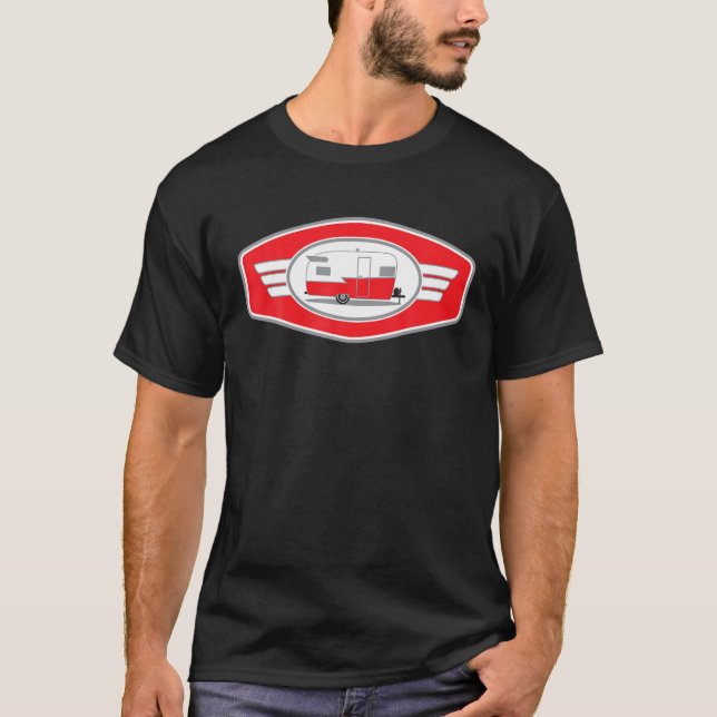 Camiseta Vintage Shasta Camper Trailer Tee - Vermelho/Branc (Frente)