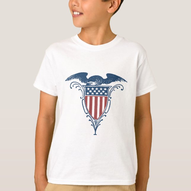 Camiseta Vintage Shield Red White Blue American Eagers (Frente)