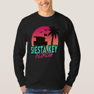 Camiseta Vintage Siesta Key Beach Palm Trees Fl Ret