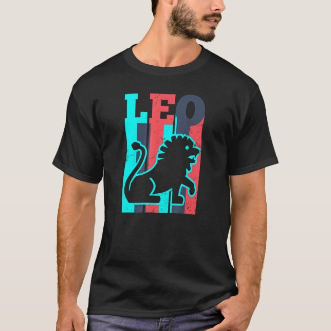 Camiseta Vintage - Sinal Retro Leo Zodiac (Frente)
