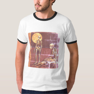Camiseta Vintage Skeleton Moonlit Scene Ringer
