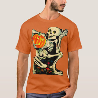 Camiseta Vintage Skeleton O Condecoração de Lanterna